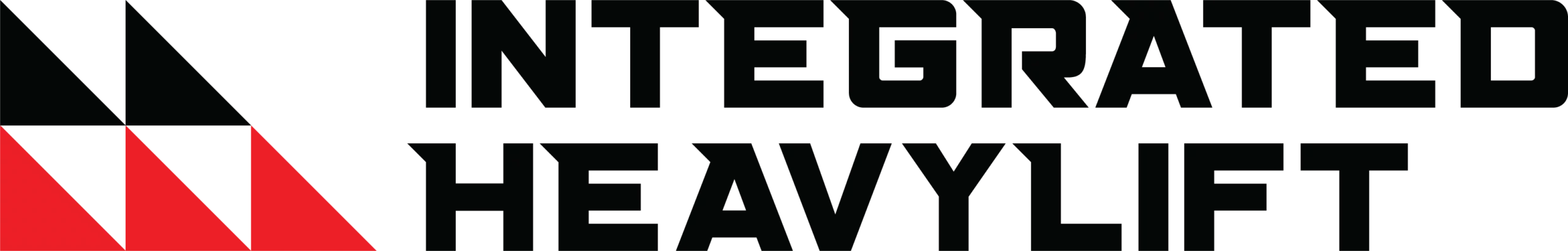 Logo with three black and three red triangles on the left, next to bold black text reading "INTEGRATED HEAVYLIFT" on a light background.