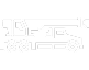 Line drawing of a large truck with an attached flatbed trailer, viewed from the side. The truck has a detailed cab and multiple wheels, designed for transporting heavy or oversized loads.