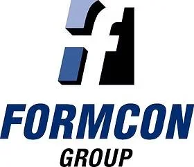 Logo for FORMCON Group. The design features a stylized "F" in blue and black above the words "FORMCON GROUP" in bold blue and black uppercase letters.